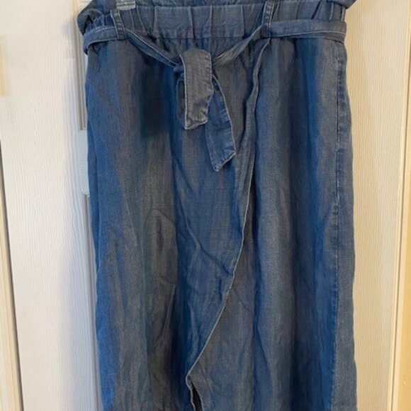 Women's Velvet Heart Blue Denim maxi Wrap skirt w tie belt size L - Picture 1 of 7